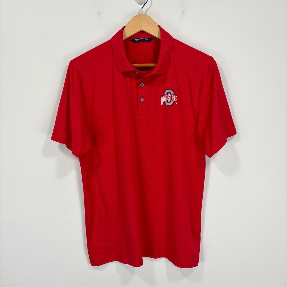 Ohio State Cutter & Buck Performance Polo Shirt Mens Small Red Embroidered Golf